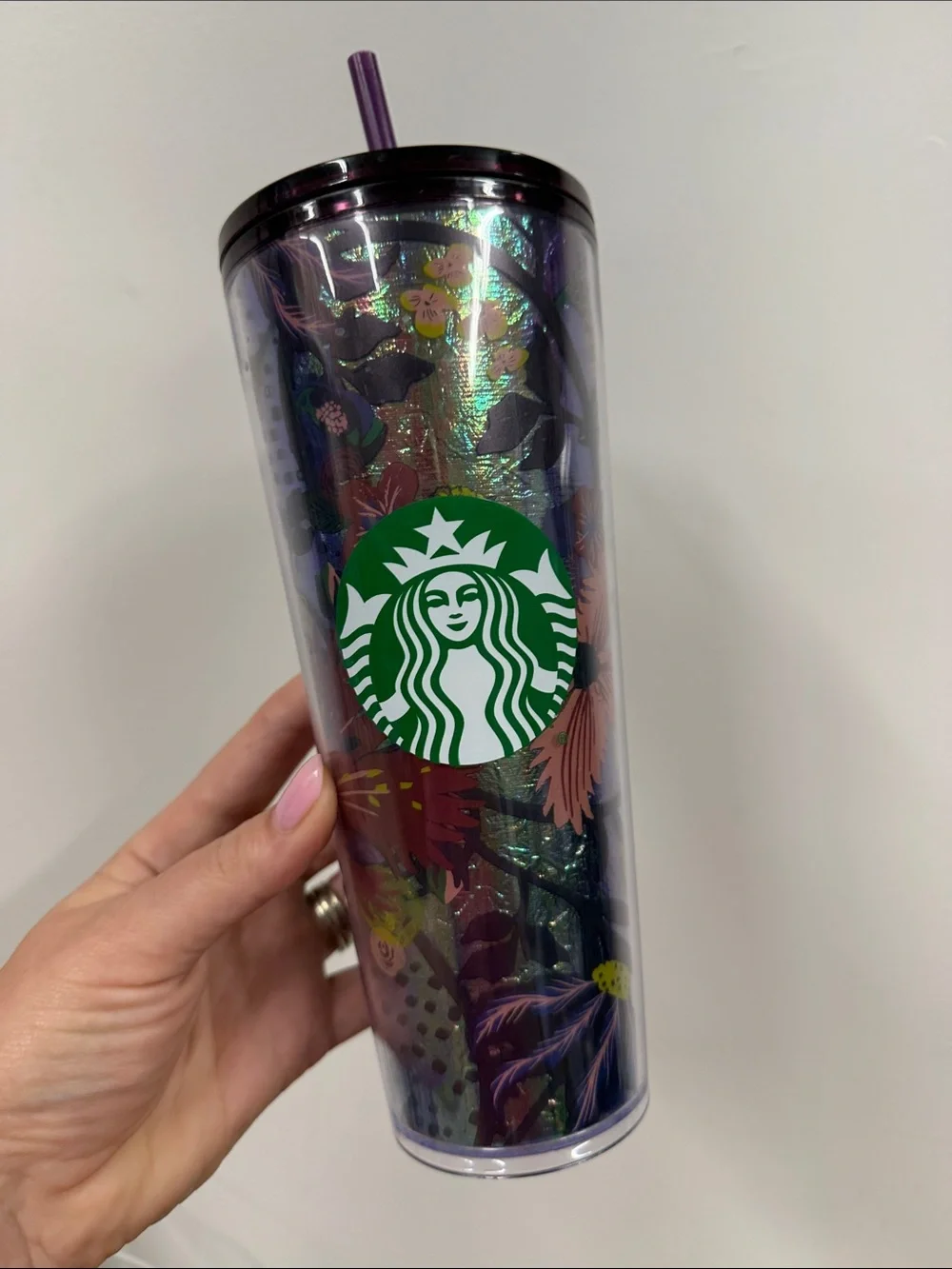 Starbucks Fall 2021 Cup release, acrylic floral cold cup. Rising floral
